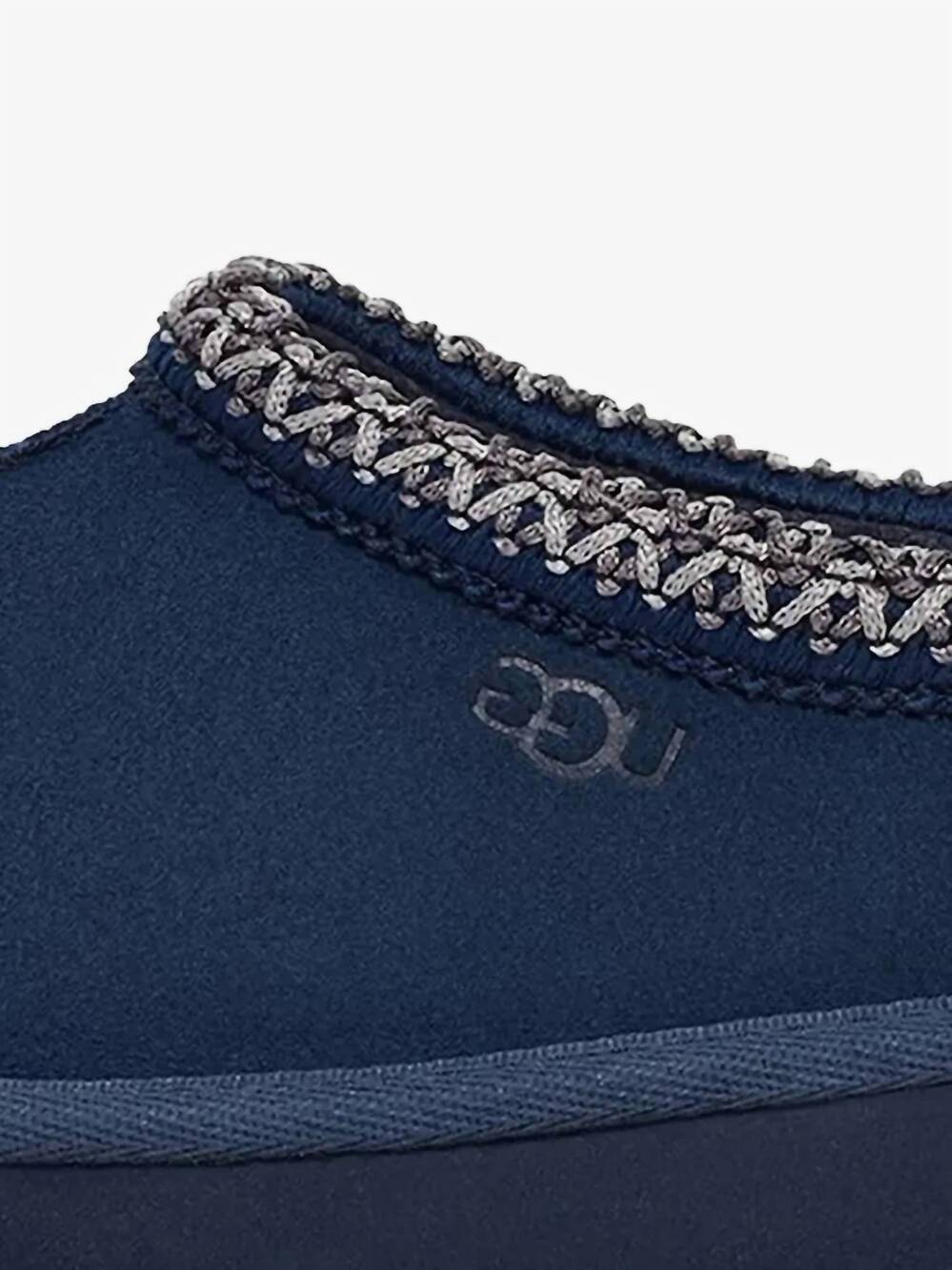 NEW UGG kid's suede stitched slippers in blue - Picture 2 of 4